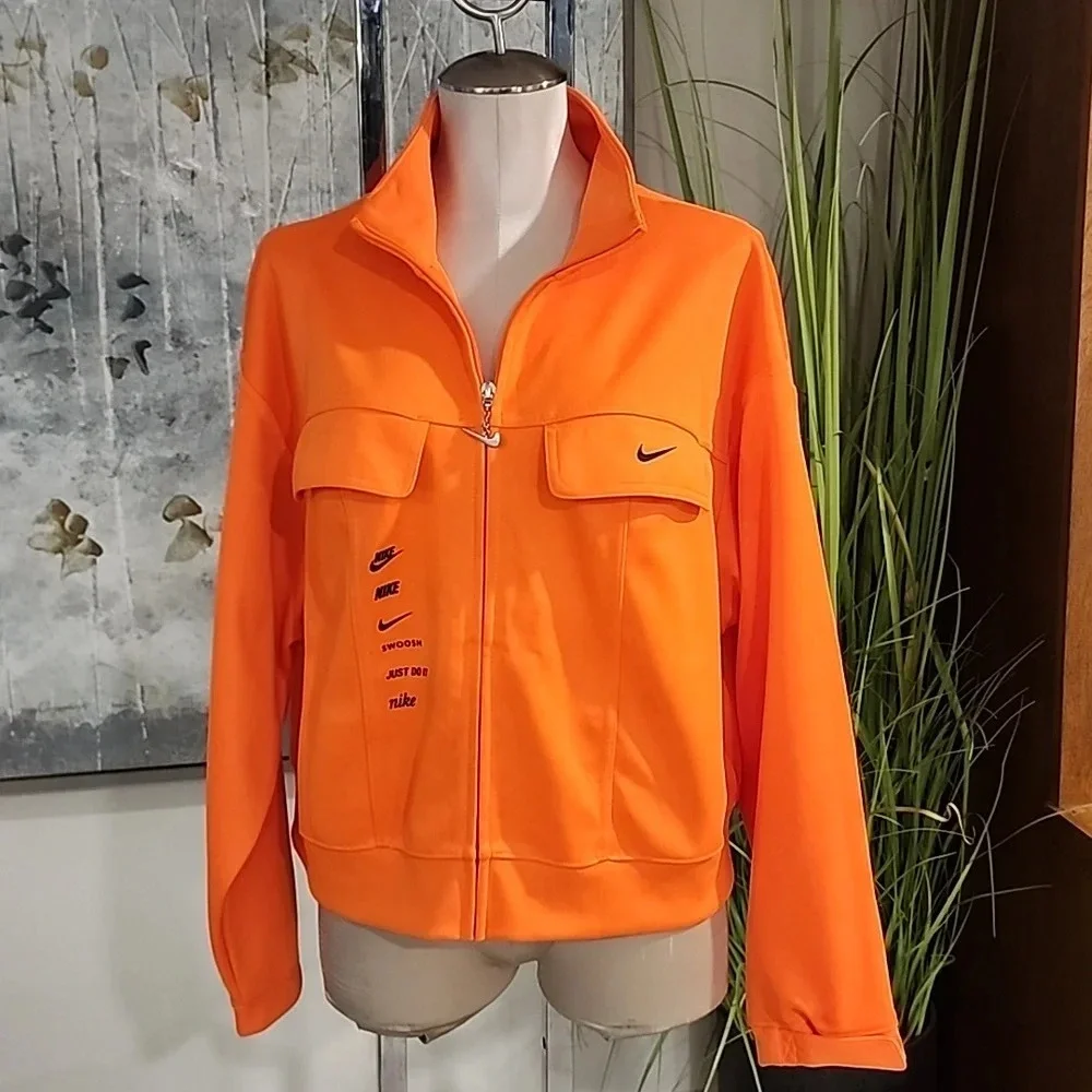 Nike Neon Orange Polyknit Swoosh Jacket Size Large - Picture 3 of 11